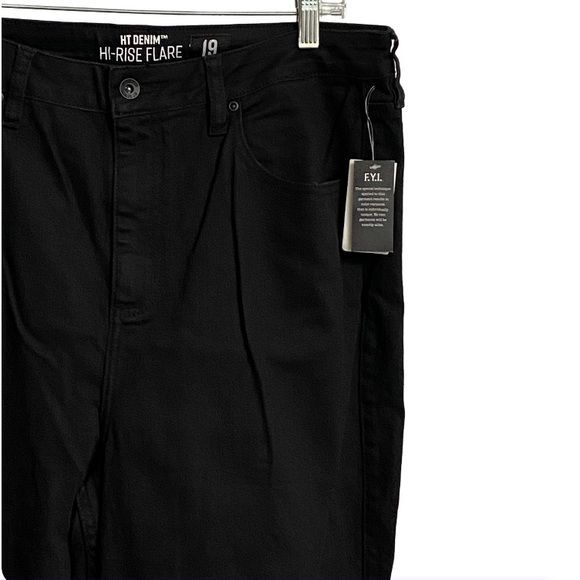 NWT HT Denim Flared Bell Bottom Jeans Size 19 Black Hi-Rise Grunge Y2K Urban - Picture 8 of 16